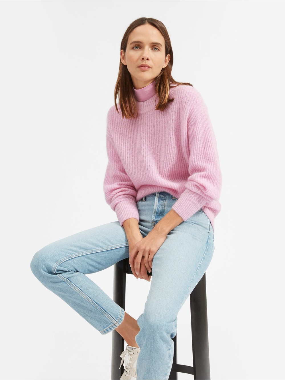 Everlane Alpaca Pink Ribbed Knit Sweater